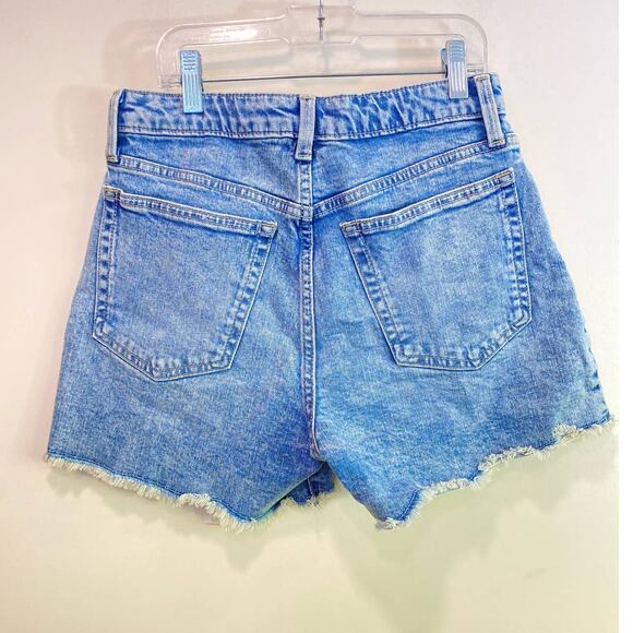 GAP High Rise Blue Denim Shorts 16us Youth raw hem Acid Wash Color - Picture 2 of 4